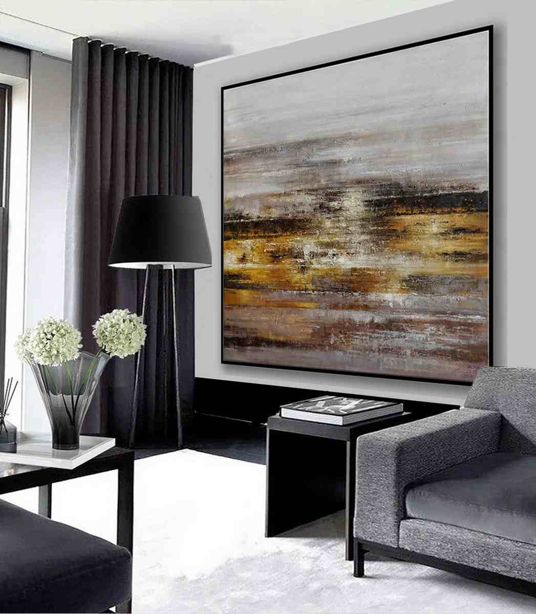 Oversized Brown Modern - handmade textured painting for entryway